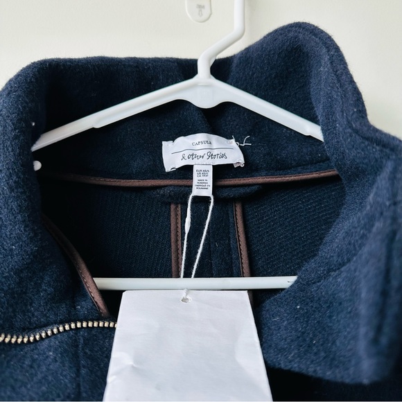 NWT & Other Stories Wool Blend Workwear Cape Coat in Navy Blue - Size XS/S - Picture 9 of 12